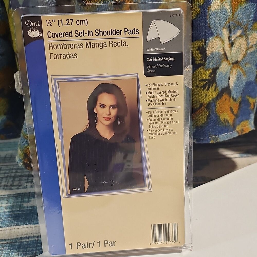 Dritz 53078-9 Covered Set-In Shoulder Pads 1/2" White 1 Pair